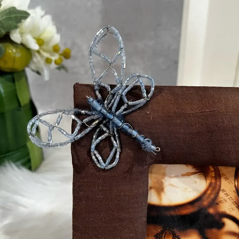 NEW Fusion Pier One Silk Dragonfly 3x3 Square Picture Frame Set Chocolate Gold
